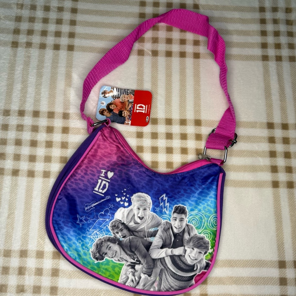 One Direction Girls Purse Tote Bag Handbag Pink Purple 1D
